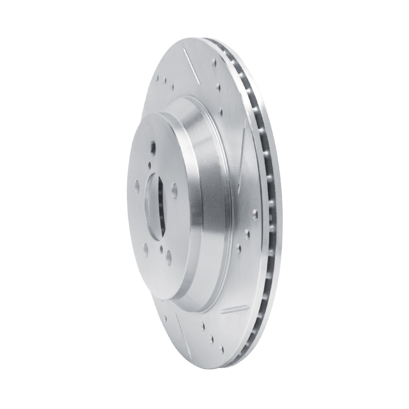 Subaru Crosstrek Brake Rotor (1) - Rear Right - R1 Concepts - Drilled & Slotted - Silver - `19-`23